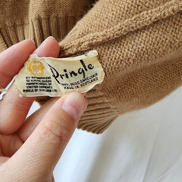 Burberry Vintage Burberrys pullover sweater 100% cashmere camel tan Scotland L - Picture 4 of 9